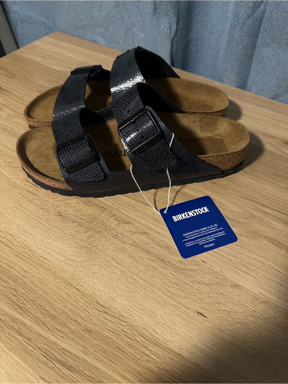 Birkenstock Arizona BS Midnight Birko-Flor Sandals US 8 EU39 Narrow New Box - Picture 2 of 8